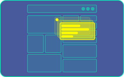 Mini-wireframe d’un dashboard unique avec niveaux progressifs d’explication.